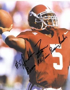 FOTO FIRMADA 8X10 ANDREW ZOW ALABAMA LÍDER PASAJERO DE TODOS LOS TIEMPOS CON CERTIFICADO DE AUTENTICIDAD - Imagen 1 de 1