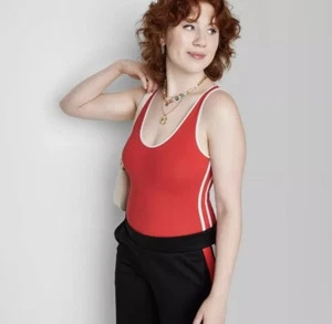 Wild Fable Red White Stripes Tank Top Bodysuit - XXL - Picture 1 of 4