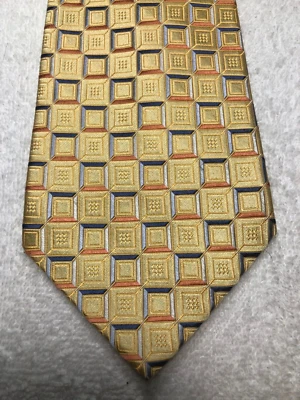 JONES НЬЮ-ЙОРК МУЖСКОЙ ГАЛСТУК ЖЕЛТЫЙ С ОРАНЖЕВЫЙ И СИНИЙ СЕРЫЙ 3,5 X 60 НОВЫЙ БЕЗ ЯРЛЫКОВ - Изображение 1 из 4