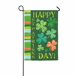 Happy St Pat's Shamrock 14S3268 Evergreen SUEDE Garden Flag 12.5" x 18" - Picture 1 of 1