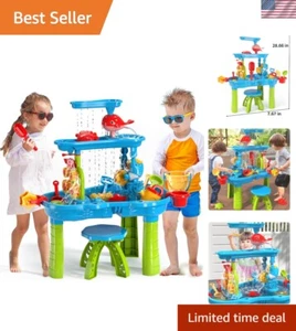 Creative 3-Tier Sand and Water Play Table with Chairs - Ideal for Kids Aged 1-5 - Picture 1 of 9