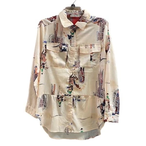 Misslook Medium Horse and Rider Theme Button Up Blouse - Picture 1 of 11