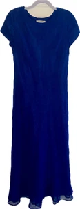KARIN STEVENS Dress Royal Blue Lined Ruffles Size 8 Whimsical elegant feminine - Picture 1 of 11