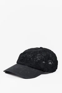 Gucci Black GG Embroidered Cotton Lace Baseball Cap - Picture 1 of 9