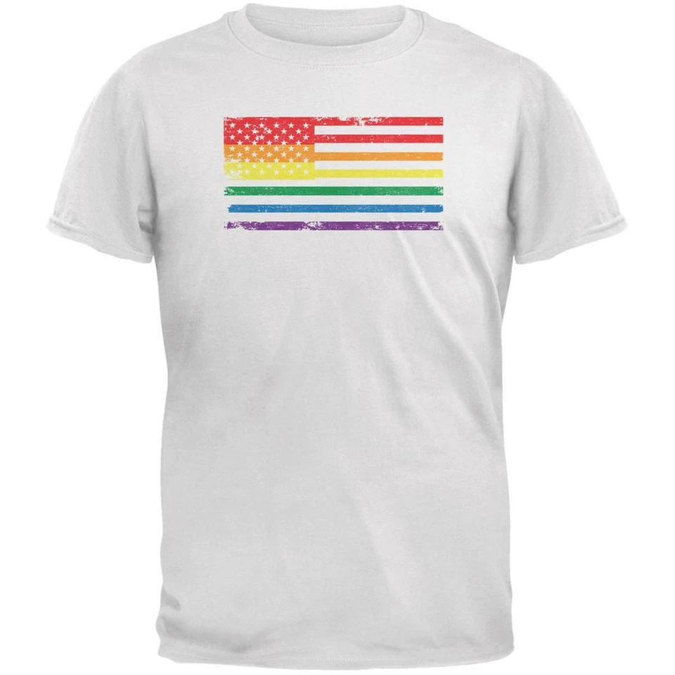 4th of July LGBT American Flag Distressed White Youth T-Shirt - Image 1 of 1