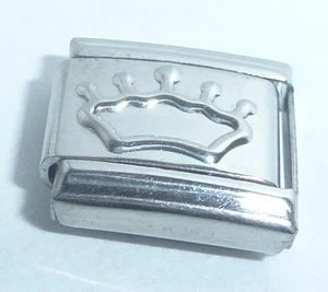 SILVER CROWN Italian Charm - 9mm Princess Queen King fits Classic Bracelets N303 - Picture 1 of 5