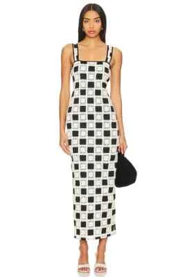 NUEVO NUEVO CON ETIQUETAS $238 TULAROSA "Anna" maxi vestido negro blanco retazos - talla XXS Foto 1 de 4