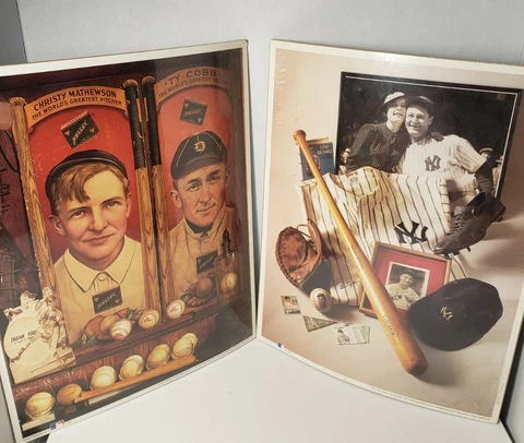 Ty Cobb & Christy Mathewson & Lou Gehrig 1993 MLB Poster Print Collages Cover