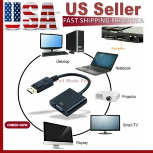 Display Port DP to VGA Adapter Cable cord 1080P for laptop desktop Game Monitor - Picture 1 of 12
