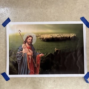 Jesus & The Lost Sheep  ✅ Religion Religous Wall Art Canvas Poster Print ✅ 12x18 - Picture 1 of 6