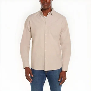Gap Men's Oxford Long Sleeve Button Up Shirt,Tan, Large - Picture 1 of 3