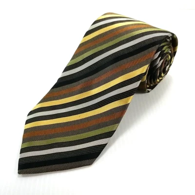 Peacock Luxury Tie Multicolor Striped Woven Silk Necktie Hand Made L61 W3.75 - Image 1 of 4