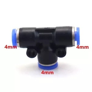 8pcs 4x4x4mm Pneumatic Connector O.D Tube Hose Tee Union Push In Fitting f Air - Picture 1 of 5