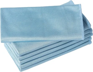 6 Pack Microfiber Glass Cleaning Cloth 16"x16" Lint-Free Blue Towels - Picture 1 of 5