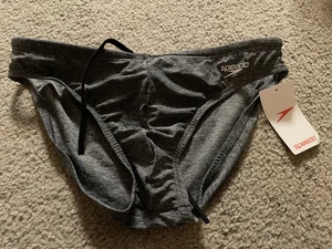 Speedo Men's Endurance Solid Solar 1" Swim Racing Brief 34 Swimsuit Bottom Gray - Picture 1 of 2