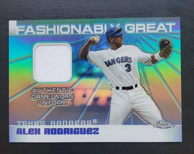 2004 Topps Chrome Alex Rodriguez Fashionably Great Refractor GU Relic Rangers - Image 1 of 2