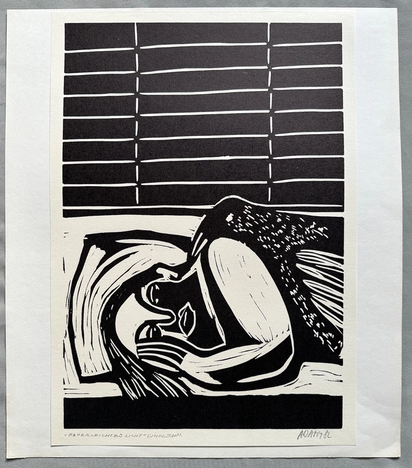Renate Bode-Adamy, Linolschnitt, Titel: Federleichtes Licht, signiert - Bild 1 von 1