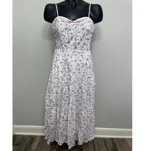 Row A Babydoll Smocked Tiered Maxi Dress Sz M Floral Spring Cottagecore NWOT - Picture 1 of 7