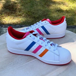 Größe 10 Adidas Originals Superstar Damenschuhe weiß rot marineblau pink orange - Bild 1 von 14