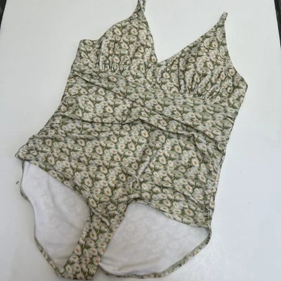Kate Quinn Adult Women One Piece Green Floral Swimsuit XXL Daisy Full Coverage - Image 1 of 4