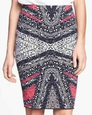 Saia de Malha Diane Von Furstenberg Phaedra Feminina S Lápis Elástico Rosa Preto - Imagem 1 de 4