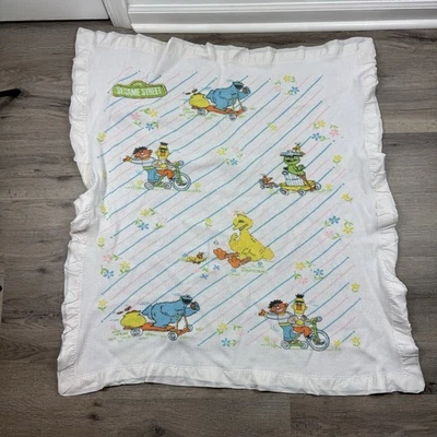 Manta de bebé tejida gofre térmica personaje calle sésamo vintage borde satinado Foto 1 de 4