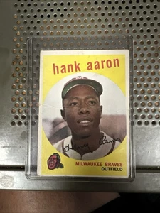 1959 Topps - Hank Aaron #380 Milwaukee Braves HOF Vintage Wrinkle In Center - Picture 1 of 3