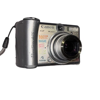 Canon PowerShot A75 3.2MP Digital Silver 3x Optical Zoom WORKS No Memory Card - Image 1 of 4