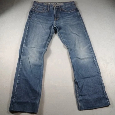 Pantalones de mezclilla para hombre American Eagle 30x32 calce relajado lavado oscuro cremallera mosca  Foto 1 de 4