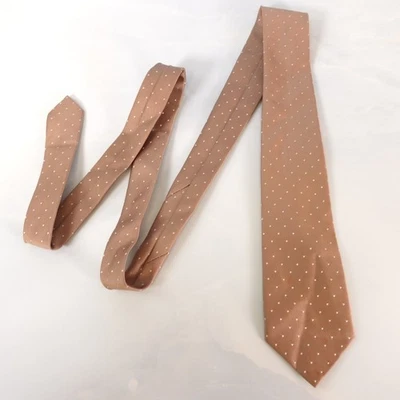 Vestido Vintage ST MICHAEL Corbata Cuello Para Hombre Marrón Desnudo Micro Lunares Claro INGLATERRA Foto 1 de 4