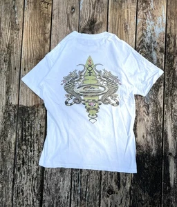 Camiseta de Surf Quiksilver Doble Caballito de Mar De Colección Años 90 GRAIL Blanca Mediana Puntada Única - Imagen 1 de 7