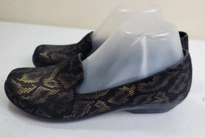 Zapatos Mocasines Dansko Olivia Negro Dorado Estampado Serpiente Zapatos Cómodos Para Mujer Talla 38 Foto 1 de 4