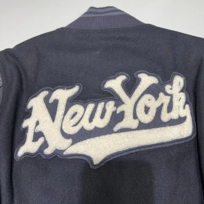 Nike I.D. personalizadas Chaqueta Destroyer New York NY Lana Cuero Chenilla Negra Talla: M Foto 1 de 4