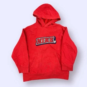 Vintage Nike Youth Size 8 Red Hoodie Embroidered Big Logo Spellout Y2K - Picture 1 of 7