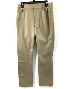 H & M Faux Leather Pants Womens Size 10 Brown Straight Slacks Pockets NWT - Picture 1 of 10