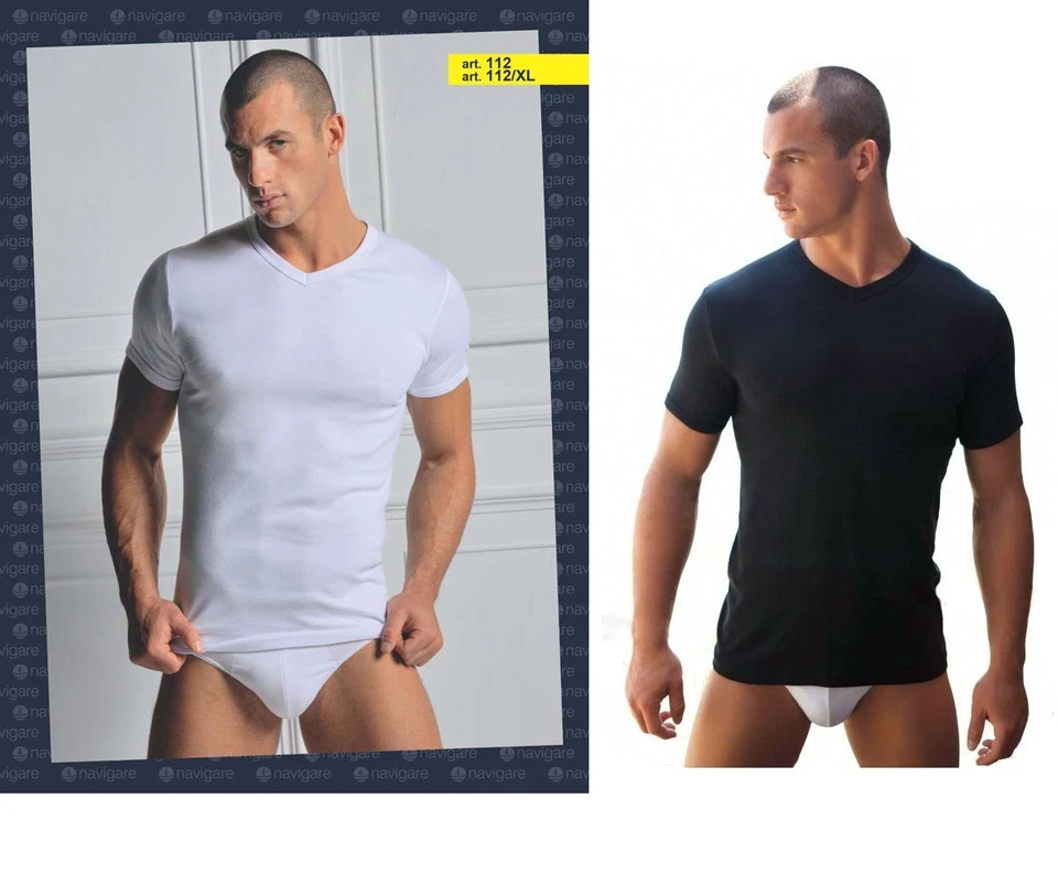 Navigare T-Shirt Uomo Mezza Manica Taglia M - Bianca, Set 3 Pezzi