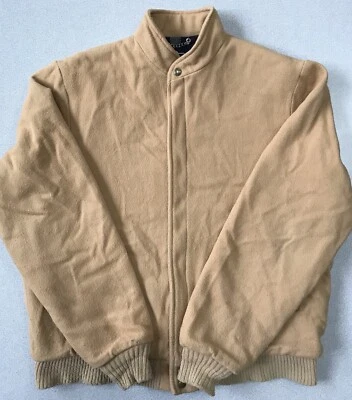 Vtg Woolrich Tan Brown Wool Flannel Lined Jacket Zipper & Snap Large USA *READ* - Image 1 of 4