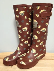 Ladies Hawkins Wellington Boots Pug Design Size UK 4 EU 37. - Picture 1 of 21