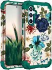 Hocase for Galaxy A54 5G Case, Heavy Duty Shockproof Protection Teal Flowers 