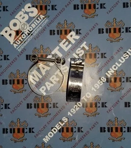 1919-1935 BUICK Script Stainless Hose Clamps (Pair) + 8pg. Parts List - Picture 1 of 3