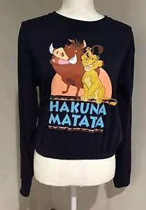 Disney Lion King Women's Blue Tee Graphic Hakuna Matata Crew Long Sleeve Large - Picture 1 of 6