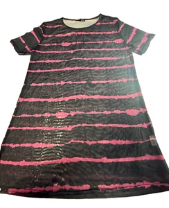 Women’s Striped Mesh Top Short Sleeve See Through Shirt Size M - Picture 1 of 8