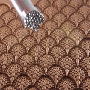 Textured Dragon Scale Geometric Leather Stamp, Stainless Steel Leather Tool - Picture 1 of 8