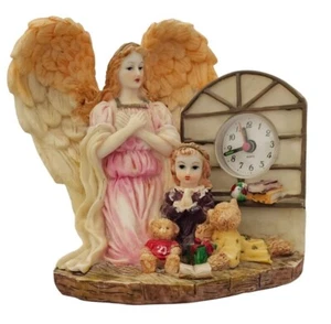 Angel Clock Figurine with Praying Child & Teddy Bears Clock in Good Working Cond - Picture 1 of 7