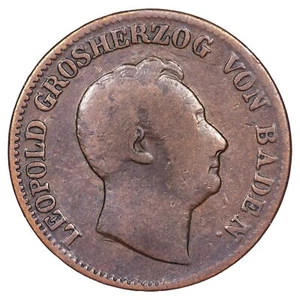 Allemagne 1 kreuzer 1832 Leopold I Cuivre pièce de monnaie allemande - Imagen 1 de 2