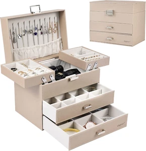Jewelry Organizer Box, Large Jewelry Storage Box, PU Leather Jewelry Storage Cas - Picture 1 of 8