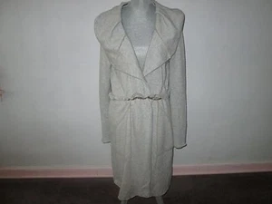 New Anthropologie TINY Long Gray Shawl Collar Beaded Waist Sweater Coat Size M - Picture 1 of 8