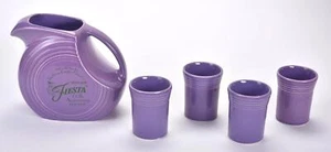 Fiestaware Lilac 60th Anniversary 67 1/4 oz Disk Pitcher and Water Tumblers Set - Picture 1 of 16