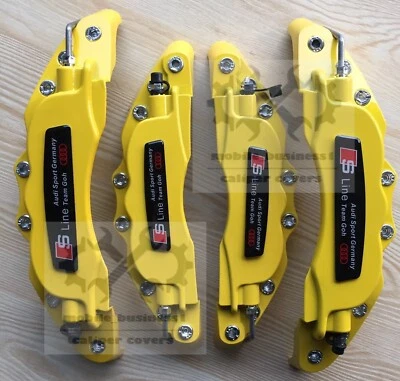 Metal Yellow S line Brake Caliper Cover For Audi A1 A2 A3 A4 Q2 2019 Q3 F11"R9" - Image 1 of 4