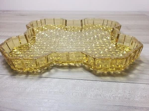 Antique Vaseline Glass Dresser Tray Amber Color Cut Glass - Picture 1 of 14